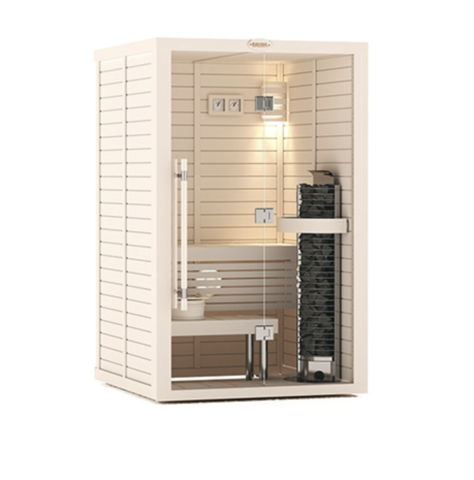 САУНА В СБОРЕ SAWO 1414RS-PS-G (1,4М Х 1,4М, ЕЛЬ, ПОЛНОСТЬЮ СТЕКЛЯННАЯ СТЕНА, ДИЗАЙН PIANO, ПРАВАЯ)